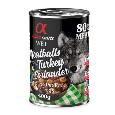 ALPHA SPIRIT Meatballs Turkey&Coriander - mokra karma dla psów dorosłych w formie klopsików, indyk z kolendrą 400g